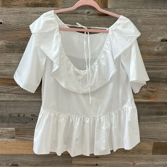 Harshman Amoret Peplum Blouse in White Size XS 100% Cotton NWT - Picture 4 of 11